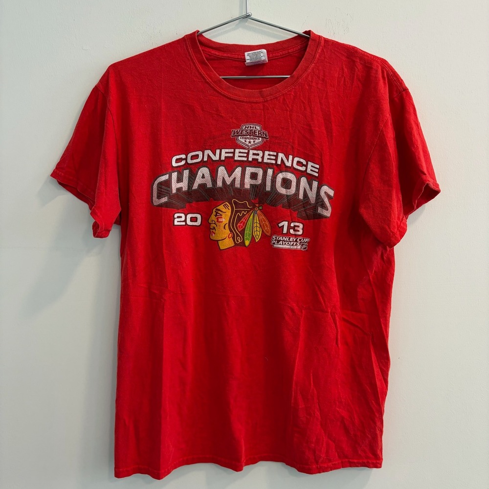 Chicago Blackhawks 2013 Western Conference Champions Red‎ T-Shirt Mens Medium